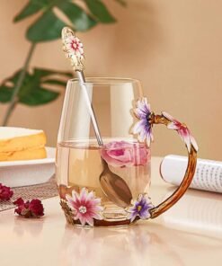 Luka Tech Enamel Flower Coffee Mug with Spoon