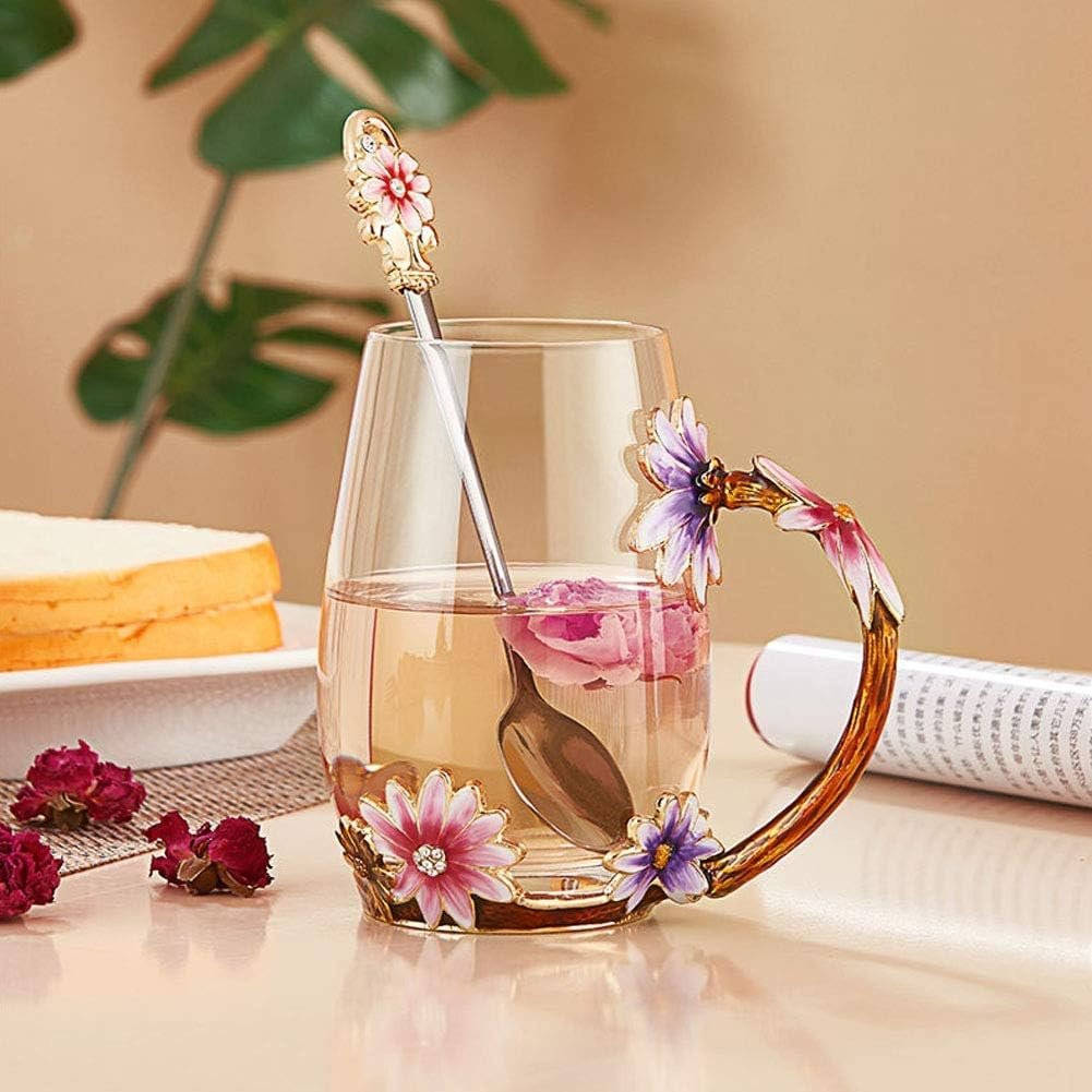 Luka Tech Enamel Flower Coffee Mug with Spoon