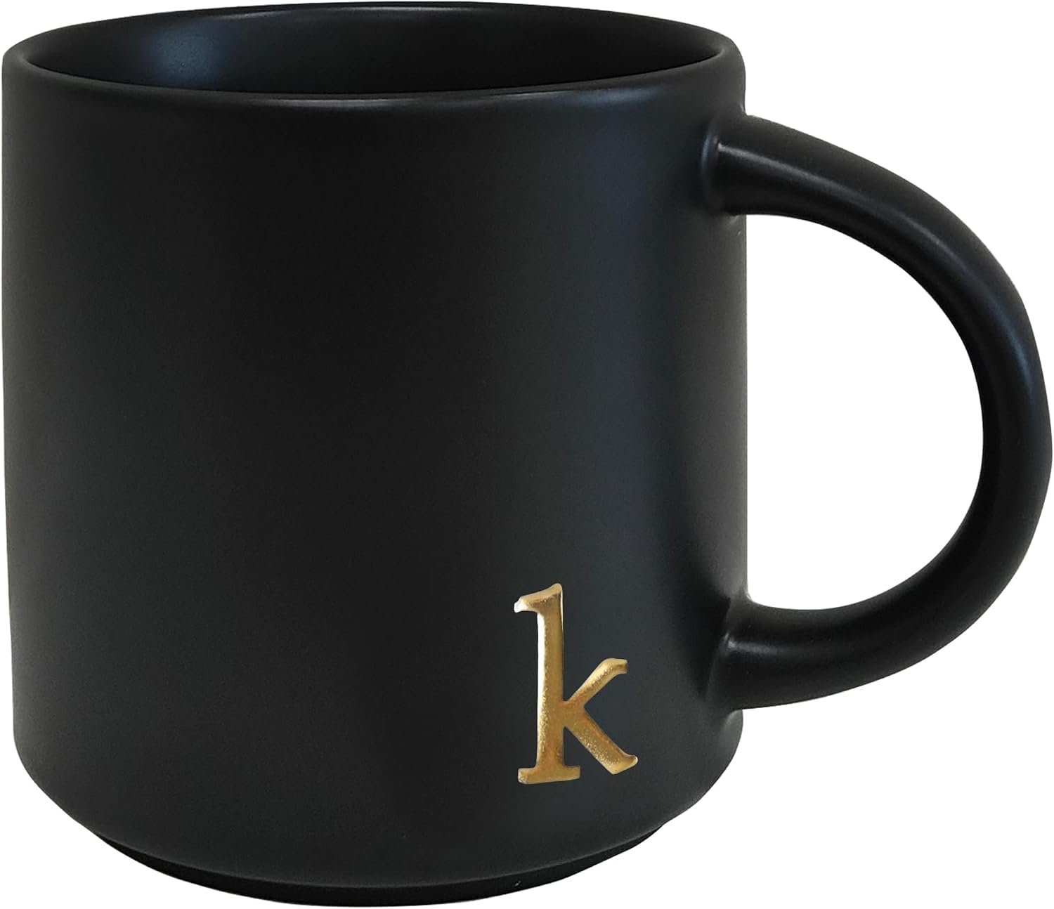 Black Ceramic Coffee Mug Golden Monogram Tea Cup