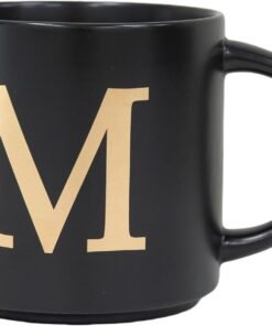 Personalized Monogram Ceramic Mugs, Golden Initial Coffee Cups