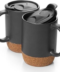 Dowan Coffee Mugs Set of Two, Matte Grey