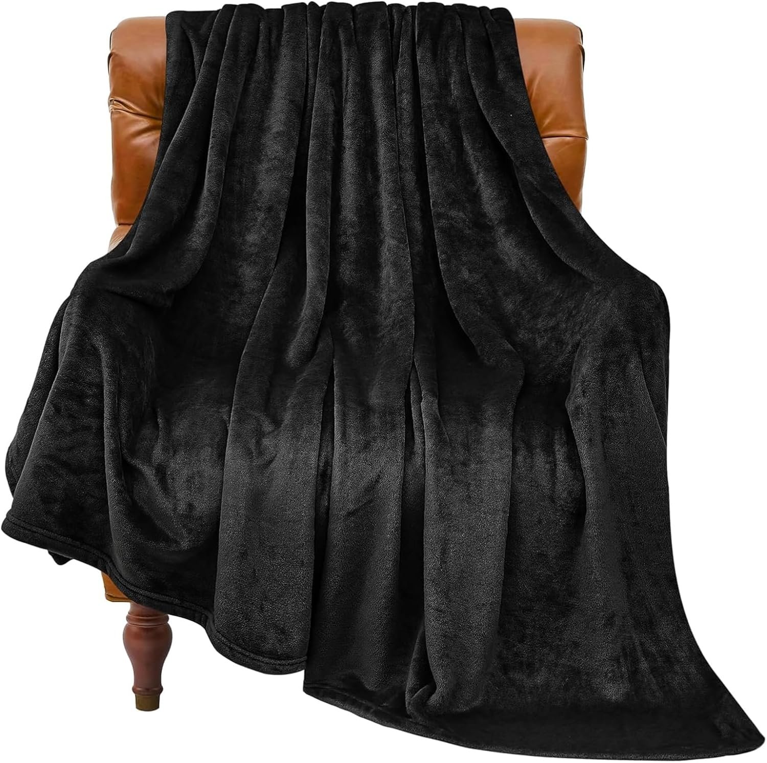 Soft Black Fleece Blanket Plush Throw for Couch