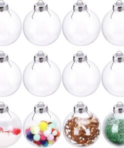 12 Pack Clear Plastic Fillable Ornament Balls