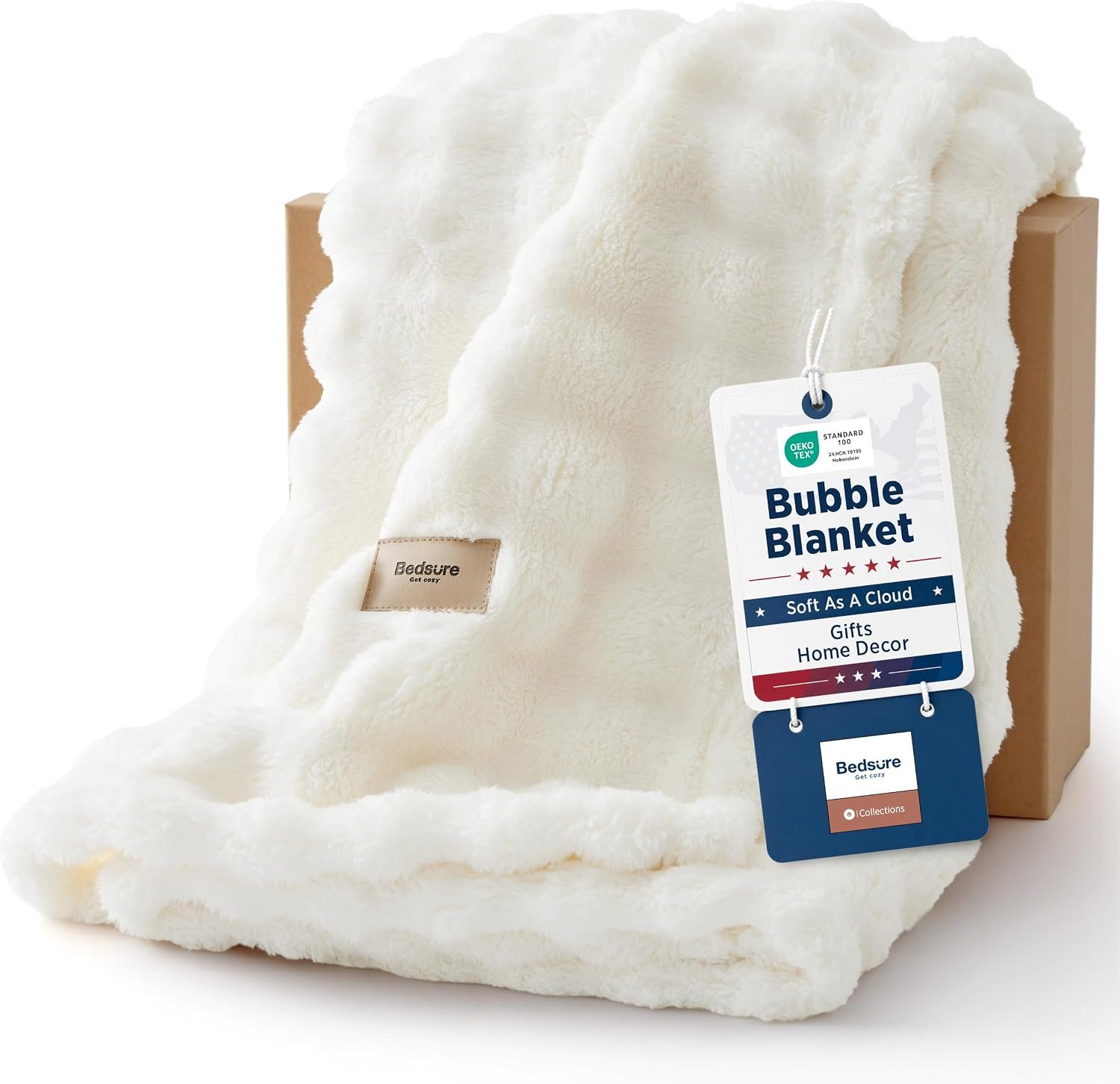 Soft Off-White Cloud Bubble Blanket Throw