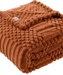 Soft Fluffy Rust Fleece Throw Blanket for Sofa