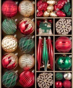 Shatterproof Christmas Ornaments Baubles Bulk Set