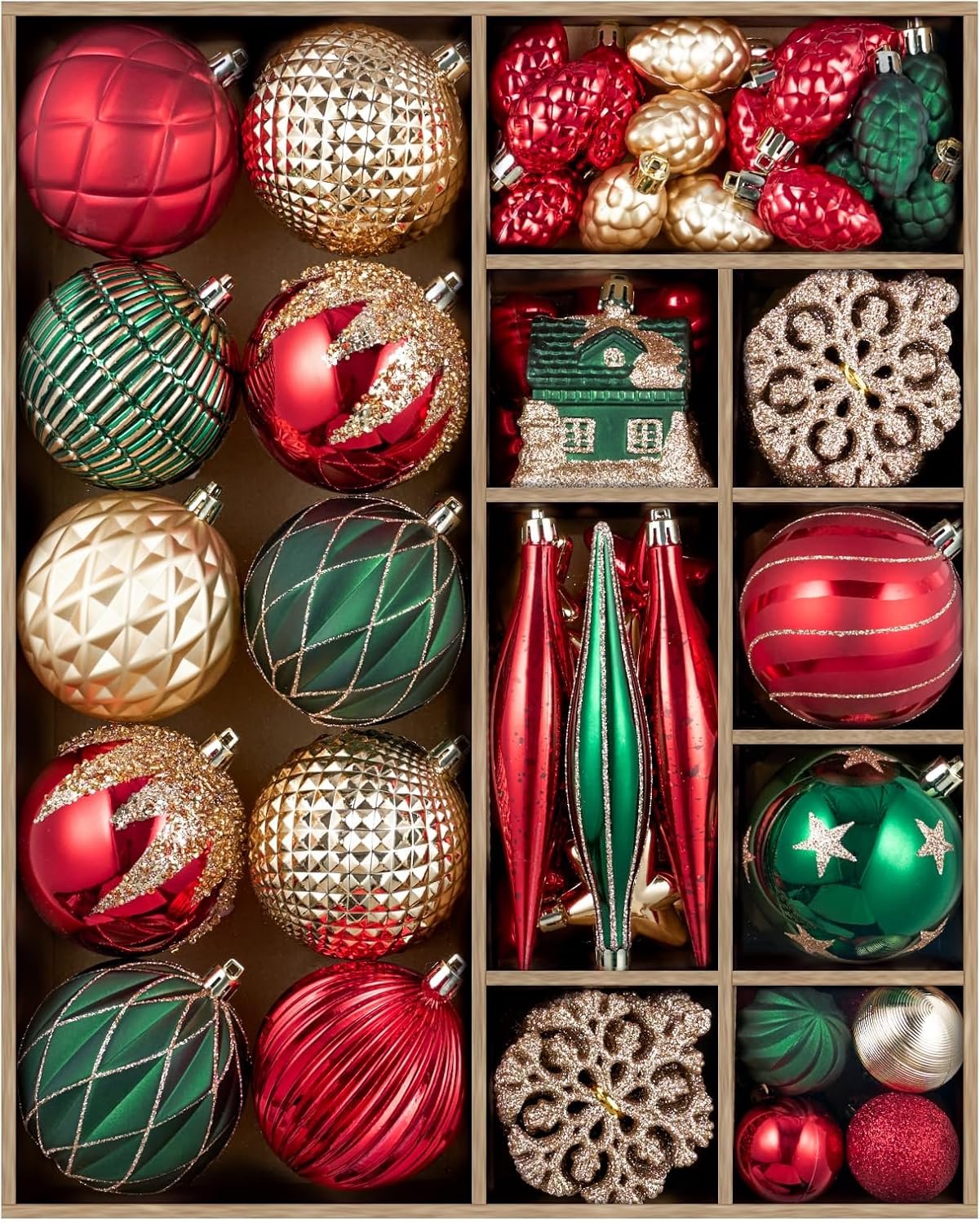 Shatterproof Christmas Ornaments Baubles Bulk Set