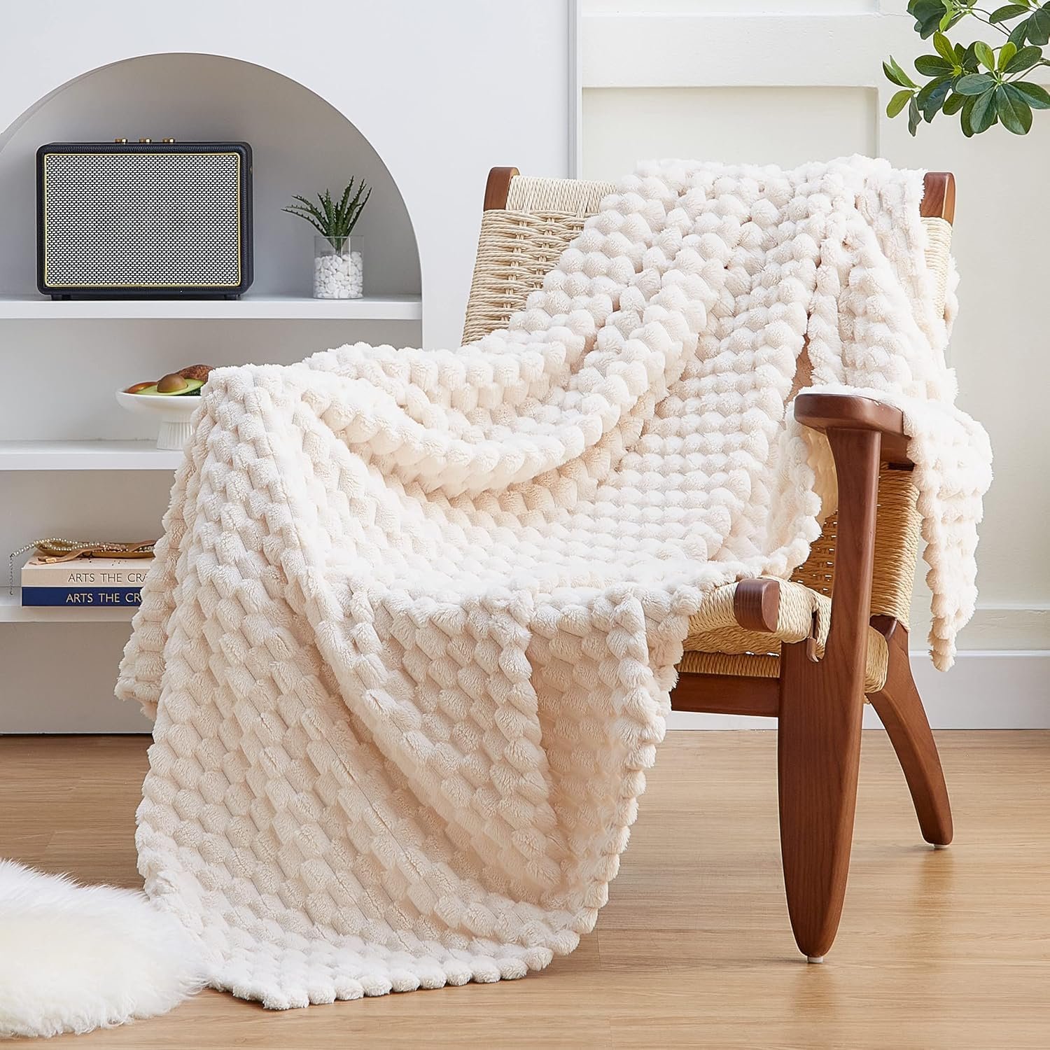 Soft Beige Turtle Shell Fleece Throw Blanket