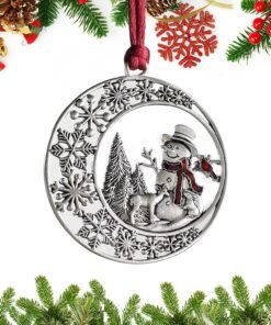 Handcrafted Solid Pewter Snowman Christmas Ornament