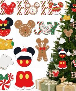 Wooden Mouse Ornaments Set for Christmas Tree