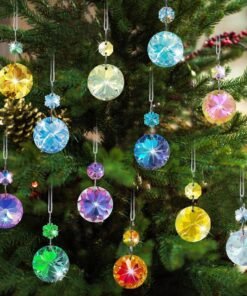 12 Mini Iridescent Crystal Christmas Ornaments
