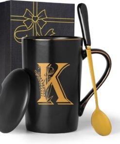 Personalized Letter K Initial Flower Coffee Mug